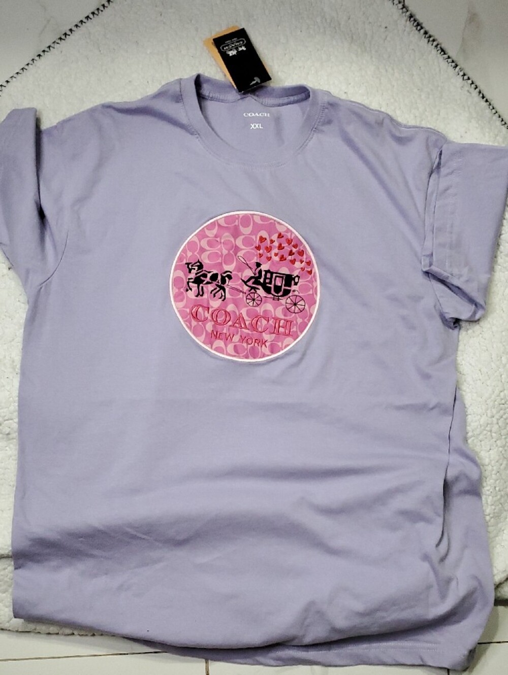 Coach Lavender Tee with Pink Logo Patch
